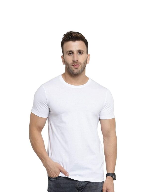 HCC Round Neck Half Sleeve Cotton T shirt White