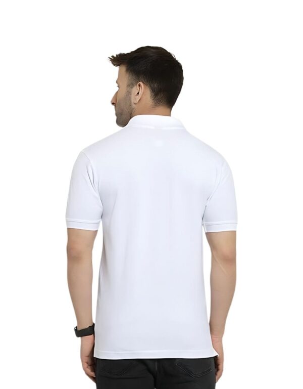 Collar Neck Half Sleeve Cotton T-Shirt | White