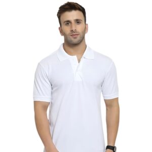 Collar Neck Half Sleeve Cotton T-Shirt | White