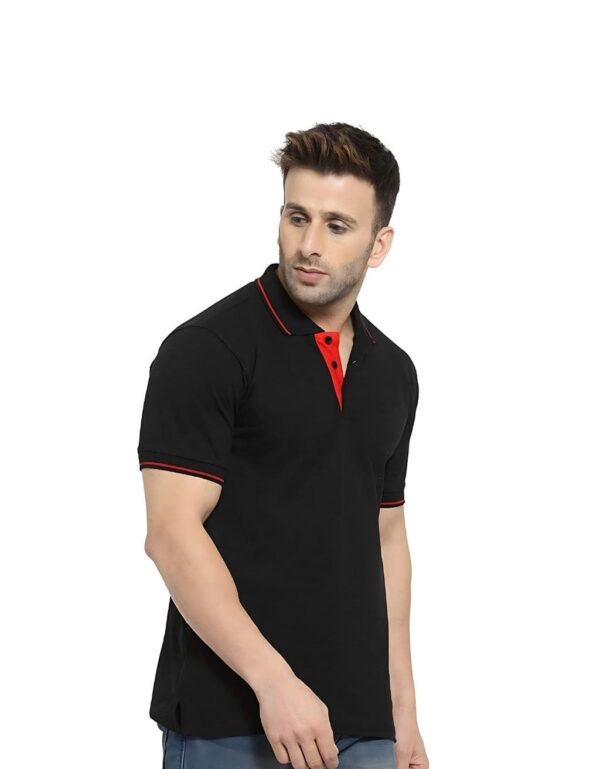 _HCC Collar Neck Half Sleeve T shirt Black Red Tipping