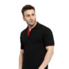 _HCC Collar Neck Half Sleeve T shirt Black Red Tipping