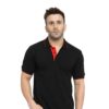 _HCC Collar Neck Half Sleeve T shirt Black Red Tipping