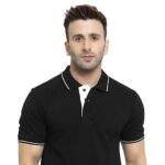 HCC Collar Neck Half Sleeve T shirt Black White Tipping