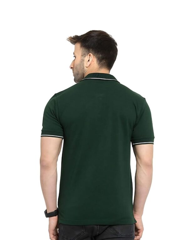 HCC Collar Neck Half Sleeve T shirt Green White Tipping