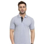 HCC Collar Neck Half Sleeve T shirt Grey Black Tipping