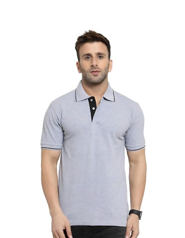 HCC Collar Neck Half Sleeve T shirt Grey Black Tipping