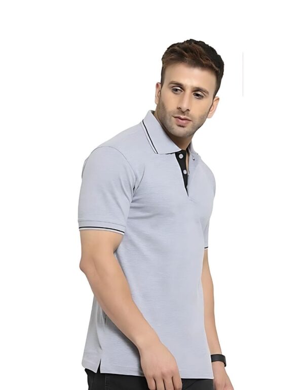 HCC Collar Neck Half Sleeve T shirt Grey Black Tipping