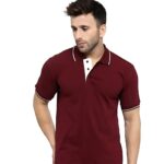 HCC Collar Neck Half Sleeve T shirt Maroon White Tipping