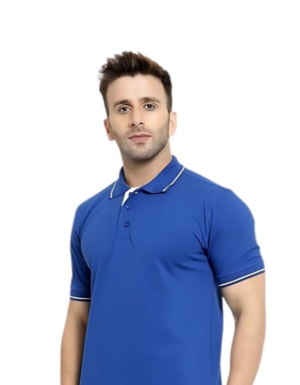 HCC Collar Neck Half Sleeve T shirt Royal Blue White