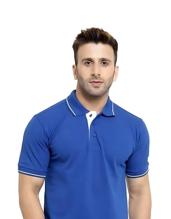 HCC Collar Neck Half Sleeve T shirt Royal Blue White