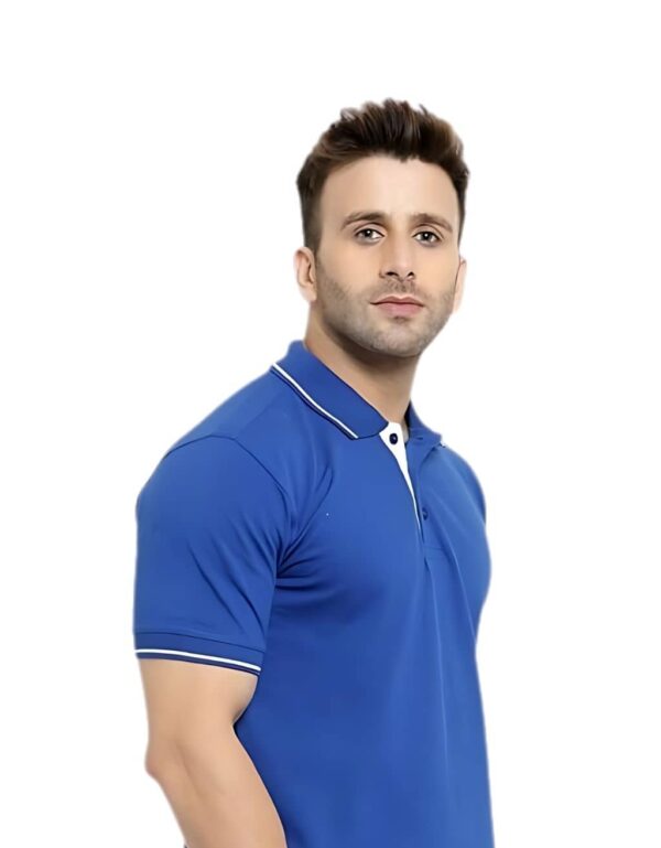 HCC Collar Neck Half Sleeve T shirt Royal Blue White