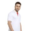 Collar Neck Half Sleeve Cotton T-Shirt | White Red Tipping