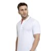 Collar Neck Half Sleeve Cotton T-Shirt | White Red Tipping