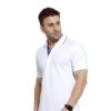 HCC Collar Neck Half Sleeve T shirt White Royal Blue