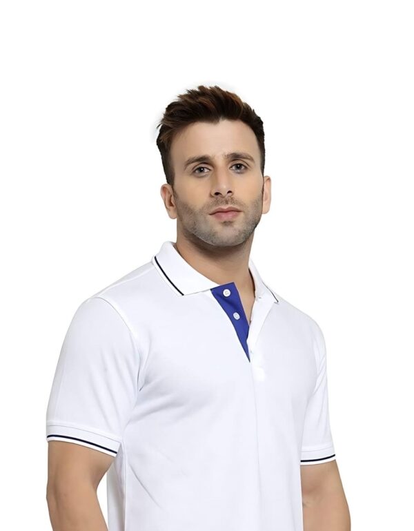 HCC Collar Neck Half Sleeve T shirt White Royal Blue