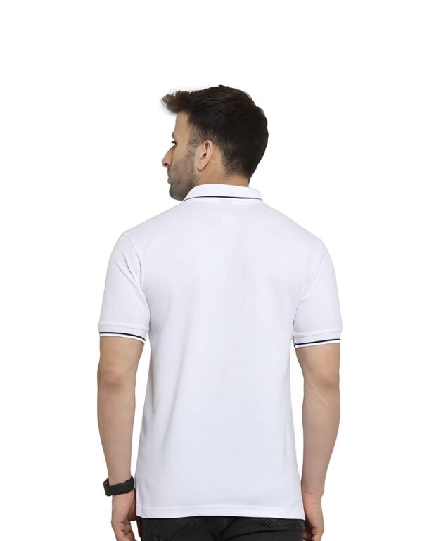 HCC Collar Neck Half Sleeve T shirt White Royal Blue