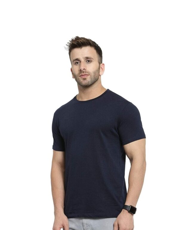 HCC Round Neck Half Sleeve Cotton T shirt Navy Blue