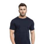 HCC Round Neck Half Sleeve Cotton T shirt Navy Blue