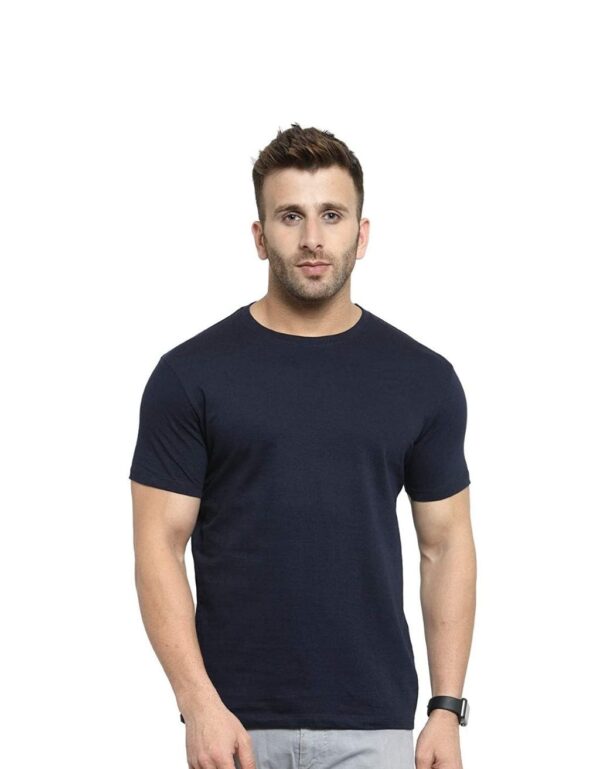 HCC Round Neck Half Sleeve Cotton T shirt Navy Blue