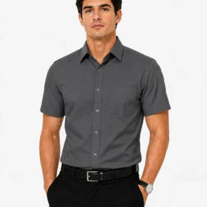 Premium Mens Cotton Half Sleeve Formal Shirt | Charcoal Grey
