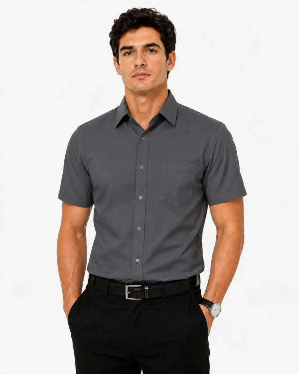 Premium Mens Cotton Half Sleeve Formal Shirt | Charcoal Grey