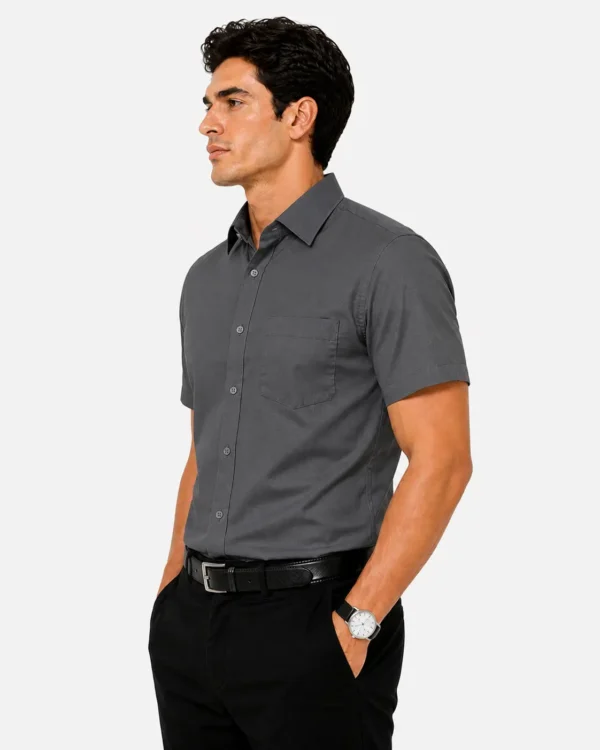 Premium Mens Cotton Half Sleeve Formal Shirt | Charcoal Grey