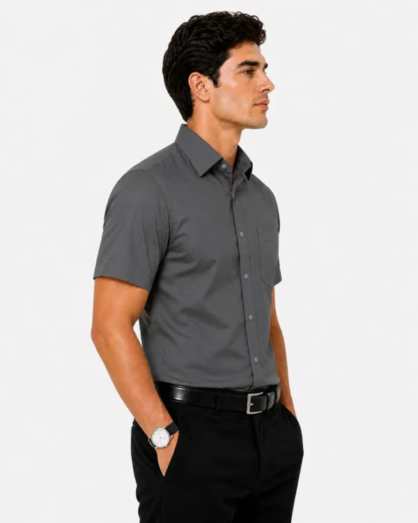 Premium Mens Cotton Half Sleeve Formal Shirt | Charcoal Grey