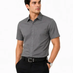 Premium Mens Cotton Half Sleeve Shirt Grey