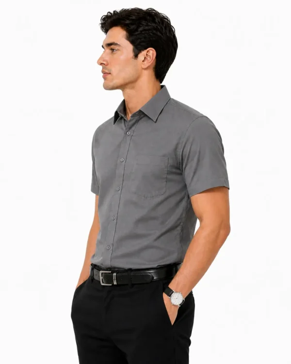 Premium Mens Cotton Half Sleeve Shirt Grey