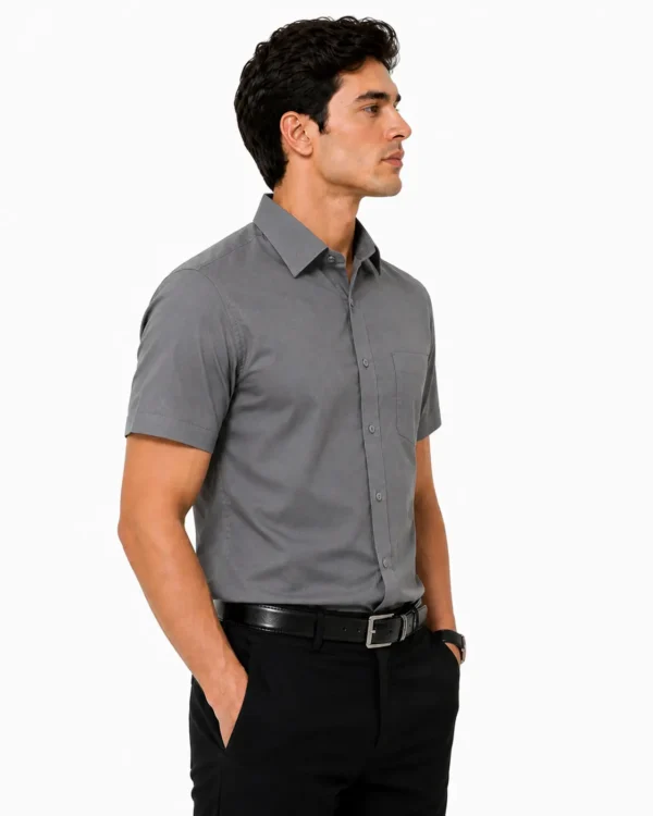Premium Mens Cotton Half Sleeve Shirt Grey