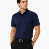 Premium Mens Cotton Half Sleeve Shirt Navy Blue