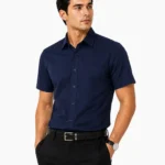 Premium Mens Cotton Half Sleeve Shirt Navy Blue