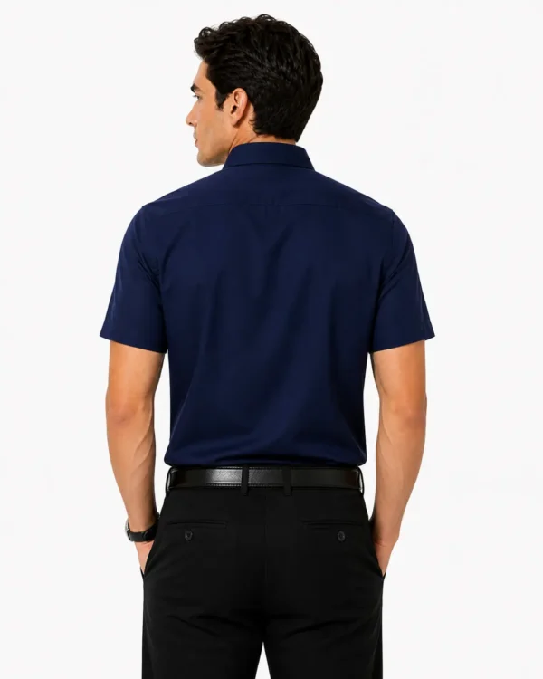 Premium Mens Cotton Half Sleeve Shirt Navy Blue