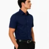 Premium Mens Cotton Half Sleeve Shirt Navy Blue