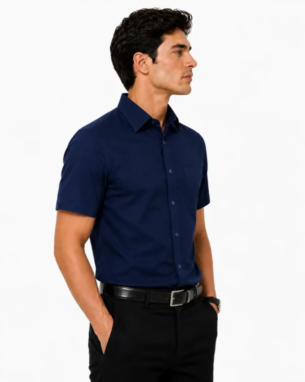 Premium Mens Cotton Half Sleeve Shirt Navy Blue