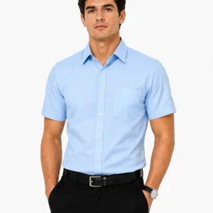 Premium Mens Cotton Half Sleeve Shirt | Sky Blue