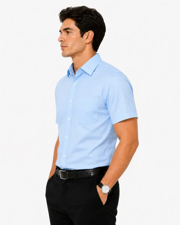 Premium Mens Cotton Half Sleeve Shirt | Sky Blue