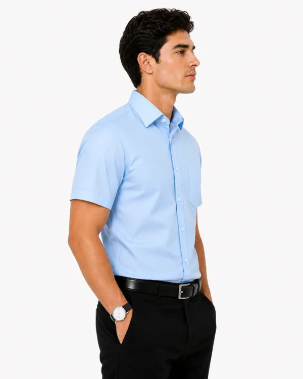 Premium Mens Cotton Half Sleeve Shirt | Sky Blue