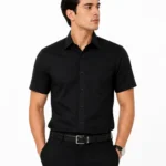 Premium Mens Cotton Half Sleeve Shirt black