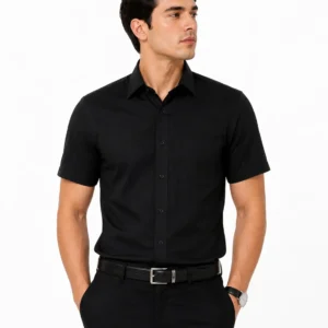 Premium Mens Cotton Half Sleeve Shirt black