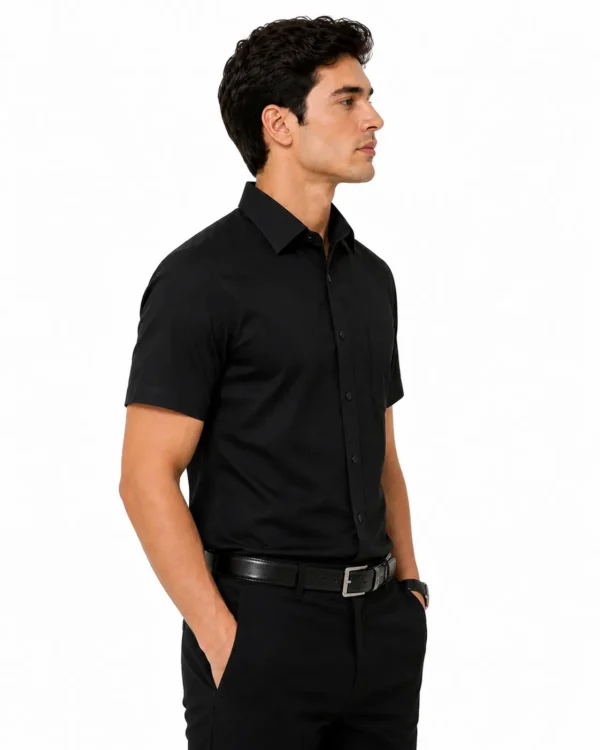 Premium Mens Cotton Half Sleeve Shirt black